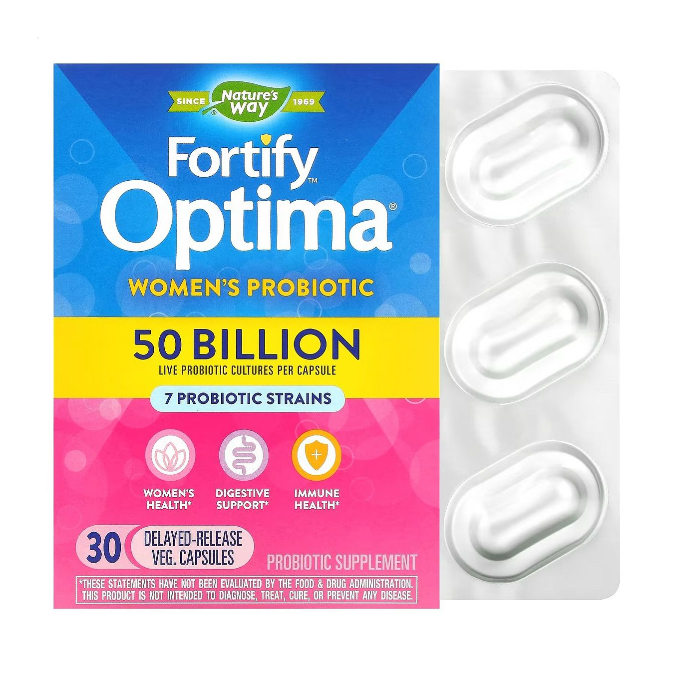 Жіночі пробіотики Nature's Way Fortify Optima Women's Probiotic з відстроченим вивільненням, 50 млрд КУО, 30 капсул